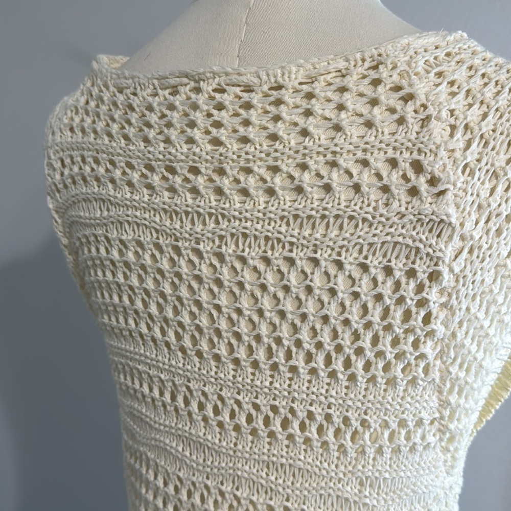 L.O.G.G Label of Graded Goods H&M Ivory‎ Crochet Dress Beach Coverup Sz M Y2K - Picture 4 of 7